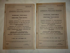 2 x Vintage British Railways Working Timetables CAMDEN COPPENHALL CR 1975/1976 - Picture 1 of 1