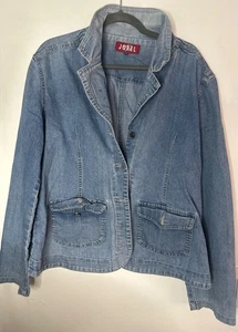 Jodel Women’s XXL Denim Blazer Jacket Casual Vintage Preppy Workwear y2k Fall - Picture 1 of 8