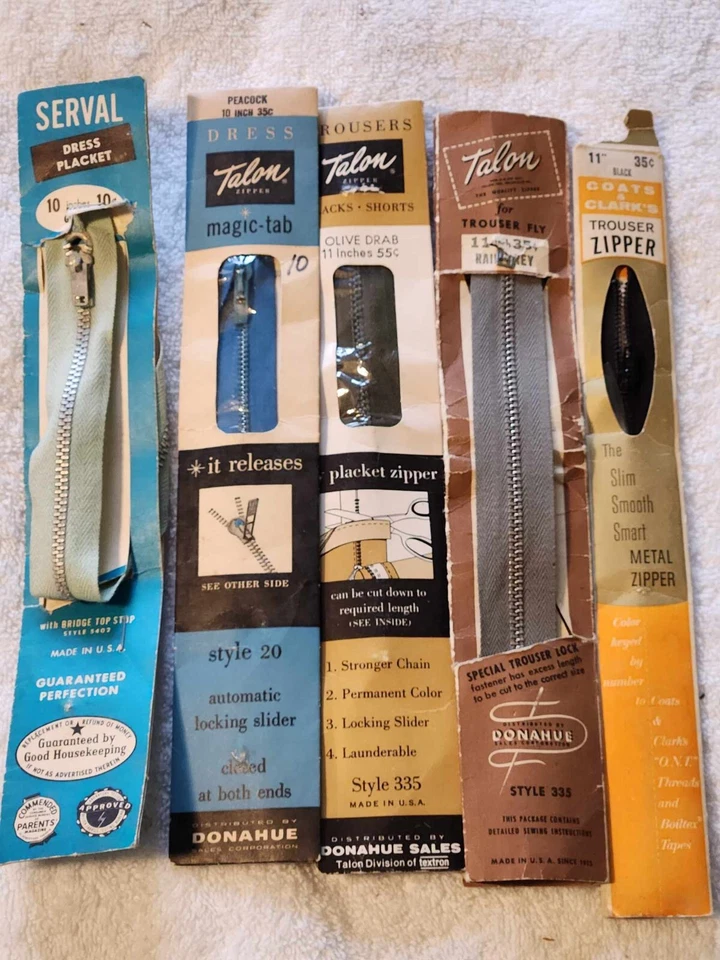 Lot of 5 Jacket zippers  of various lengths new old stock - Image 1 of 1