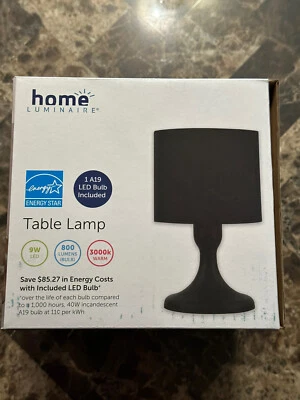 Bedside Table Lamp - Fabric Shade - 6.3"L x 10.51"H - Bulb Included - Black NIB - Image 1 of 4