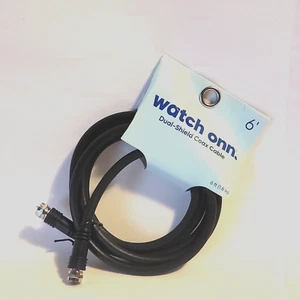 Reloj Onn. Cable coaxial de cuatro escudos 6 pies negro totalmente nuevo - Imagen 1 de 3