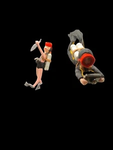 2 Vtg Scuba Divers Frogman Fish Handmade Figure Ocean Nautical Kitschy Ornament - Picture 1 of 10