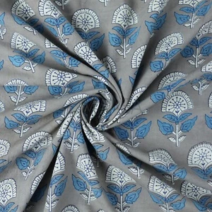 Flroal Indian Block Print Indian Cotton Light Loose Craft Handmade Fabric Yard - Picture 1 of 5