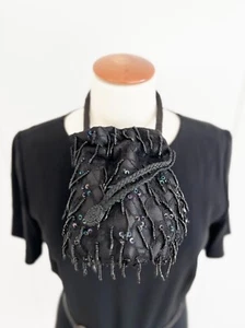 Wunderschöne MARC CAIN Beuteltasche ABENDTASCHE Abendbeutel SPITZE Perlen BLACK - Bild 1 von 2