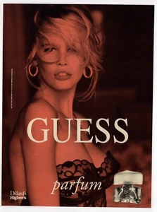 vintage 1990s mag print ad GUESS perfum Claudia Schiffer sexy supermodel - Picture 1 of 2