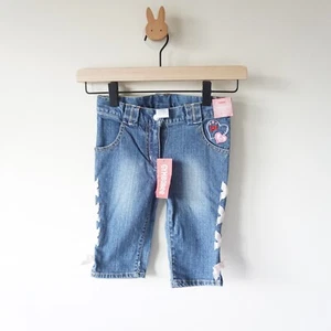 NEW Gymboree Y2K Heart Ribbon Embroidered Denim Capris Blue Kids Size 4 - Picture 1 of 11