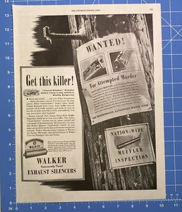 Vintage Print Ad Walker Exhaust Silencers Muffler Wanted Poster 13.5" x 10.5" - Picture 1 of 1