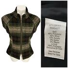 Cabi Vest 611 Womens Small All Tied Up Plaid Wool Blend Green Brown Zip Up