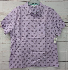 Disney Parks UP Grape Soda Cap Purple Button Down Shirt L Large NWT *Stained - Picture 1 of 16