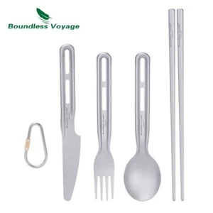 Titanium Knife Spoon Fork Chopsticks Set Outdoor Camping Ultralight Cutlery - Picture 1 of 14