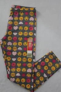 NEW Girls Ankle Leggings Size XL 14 - 16 Stretch Pants EMOJI Smiley Faces Hearts - Picture 1 of 2