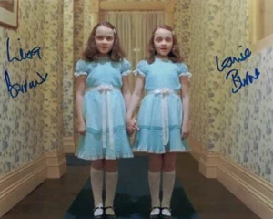 LISA & LOUISE BURNS - The Grady Twins from The Shining double hand signed photo - Picture 1 of 1