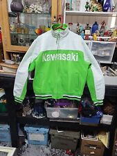  Kawasaki Montana power products Men's Large Full  Jacket Green White Stripes