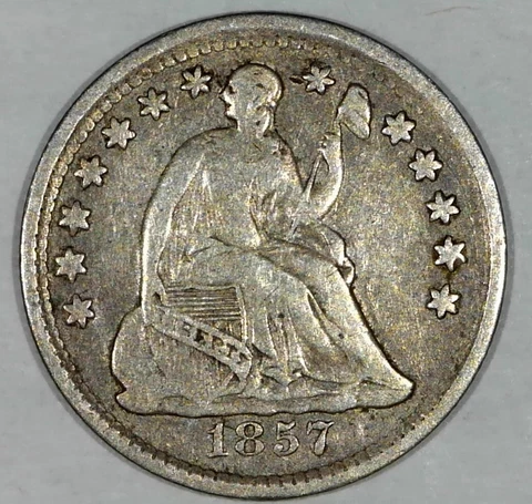 1857 P Seated Liberty Half Dime- VF #208 Cover