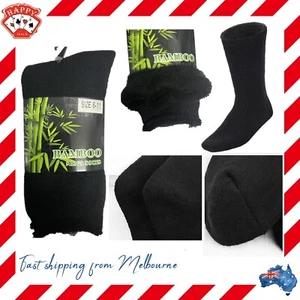 6Pairs Bamboo Socks Heavy Duty Work Socks Winter Work Black Socks Thick size6-13 - Picture 1 of 6