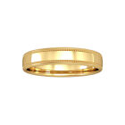 9ct Gold Jewelco London 4mm Bombe Court Mill Grain Wedding Band Ring