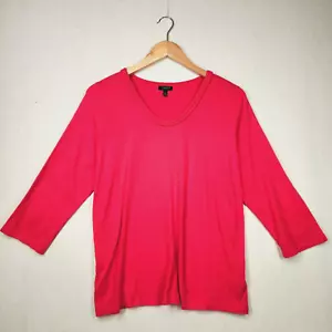 Camiseta Top Para Mujer TALBOTS Plus Petite Manga 1X 3/4 Rosa Caliente Algodón Modal - Imagen 1 de 7