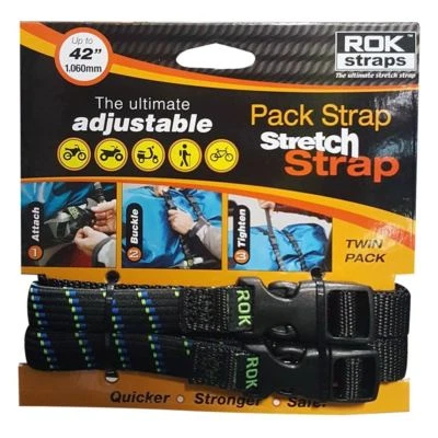 ROK Straps MD Motocicleta Estirada a 42" 1060 mm Paquete Doble Ajustable Nuevo Foto 1 de 2