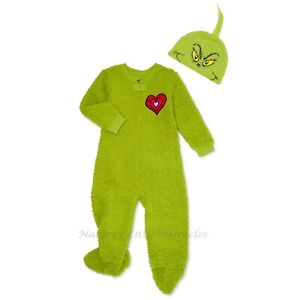 Grinch Pajama Hat Size 2T 3T 4T 5T Boy Girl Toddler One Piece Union Suit Costume