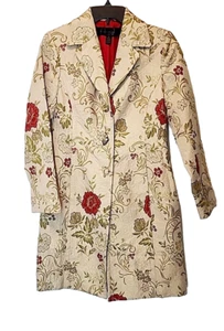 Abrigo Apostrophe Dorado Floral Bordado Brocado Tapiz Chaqueta Abotonada Talla 2 XS - Imagen 1 de 13