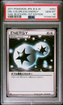 POP 1! PSA 10 2011 POKEMON JAPANESE B&W HAIL BLIZZARD  DBL COLORLESS ENERGY 1ST - Image 1 of 2