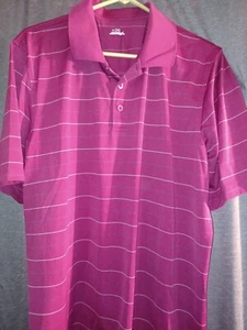 Polo de golf Under Armour UA rojo oscuro a rayas sueltas tecnología para hombre L - Imagen 1 de 5