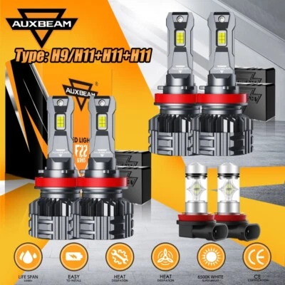 For Toyota Tacoma 1997-2023 AUXBEAM LED Headlight High Low Beam Fog Bulbs White - Image 1 of 4