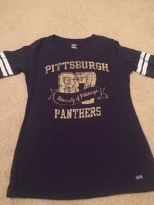Women Medium Pittsburgh Panthers Pitt Short Sleeve Blue Gently Used - Picture 1 of 2