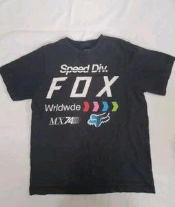 Fox Black T Shirt Size YM Youth Used Speed Dix - Picture 1 of 7