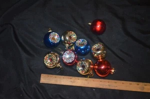 Vintage Ornaments Fancy Indents shatter resistant Multicolor Lot of 9 - Picture 1 of 6