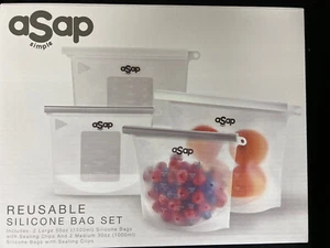 2x Sacchetti da Cucina Riutilizzabili in Silicone ASAP SIMPLE Set di 8 (4xLarge, 4xMedium) - Foto 1 di 3