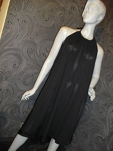 NEW + TAGS * MORGAN * BLACK DRAPEY HALTER LOW BACK HI LOW DRESS ONE SIZE RRP £55 - Picture 1 of 4