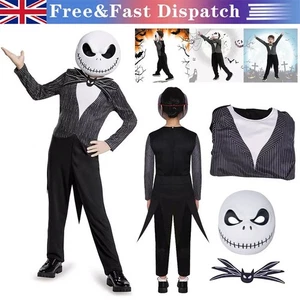 Jack Skellington cosplay Kids Boys Party COSPLAY Costume cosplay Halloween - Picture 1 of 12