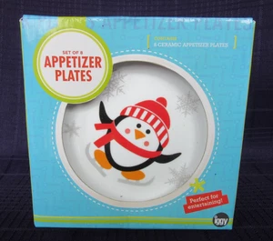 2013 Modern Basics IGGY Penguin 6 Inch Appetizer Plates Set of 8 New in the Box - Picture 1 of 12