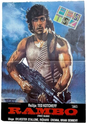 ⚡ RAMBO FIRST BLOOD SYLVESTER STALLONE 1984 RARE FEST EXYUGO MOVIE POSTER - Bild 1 von 2