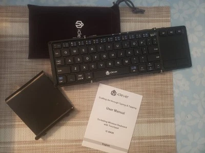 iClever Keyboard Folding Bluetooth usb Touchpad IC-BK08 Black New - Image 1 of 4