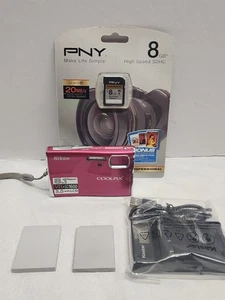 NIKON Coolpix S51 8.1MP 3x Optical Zoom Compact Digital Camera Red Tested *Pink* - Picture 1 of 19