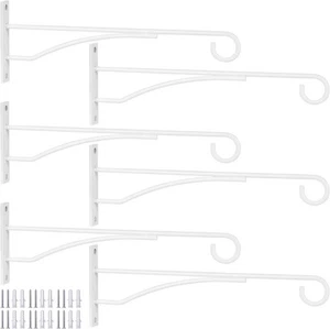 8" White Plant Hangers 6 Pack, Hanging Bracket for Wall Fence - Picture 1 of 7