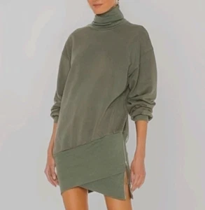Young Fabulous & Broke Turtleneck Sweater Dress NWT Size Large Asymmetric Hem - Picture 1 of 13
