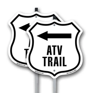ATV Trail linkes Schild geformt mit Pfahl wetterfest Made in USA - Bild 1 von 14