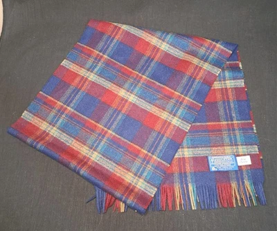 Bufanda PENDLETON 100 % pura lana virgen 60" x 12,75" a cuadros flecos EE. UU. Foto 1 de 4