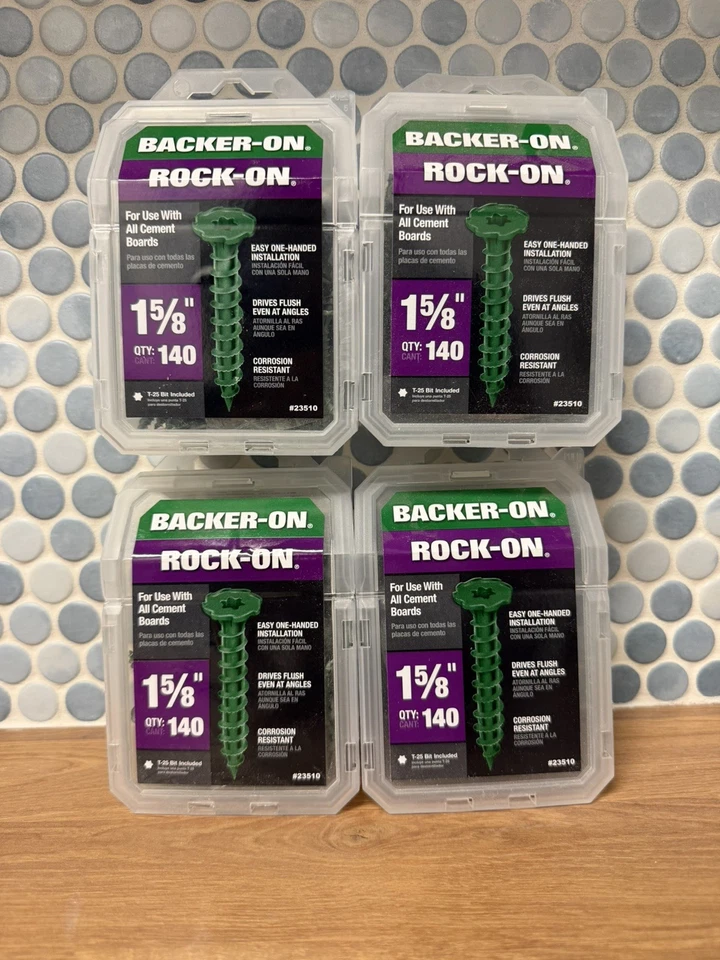 (Lote de 4) Backer-On #9 x 1-5/8 pulgadas Tornillos para tablero de cemento de cabeza dentada Star Drive Foto 1 de 1