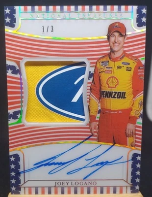 Joey Logano 2022 National Treasures Stars & Strips Patch Auto #1/3 ON CARD RARE - Image 1 of 2