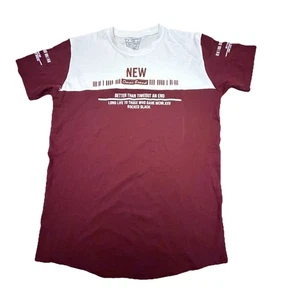 Omor Brand Graphic T-Shirt Herren Medium Maroon White Barcode Streetwear Tee - Bild 1 von 9
