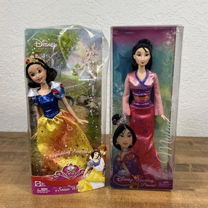 Disney Mattel Snow White & Mulan Lot Sparkling Princess Doll N5052 & R4845 - Picture 1 of 18