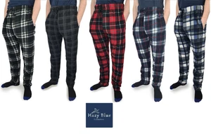 Hazy Blue Paxton Mens Tartan Checked Warm Fleece Loungewear Pyjamas Pants