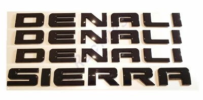 4 PIEZAS Letras emblema Denali Sierra negras brillantes para GMC Sierra 1500 2500HD YUKON Foto 1 de 4