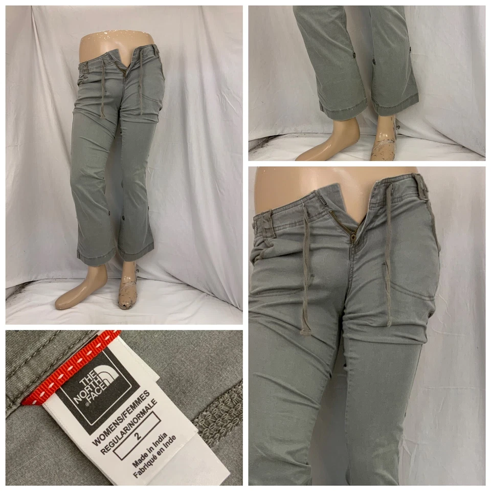 Pantalones The North Face 2 Gris Frente Plano Capri Algodón Bootcut YGI Y1-343 Foto 1 de 4