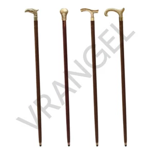 Wooden Walking Sticks Golden Brass Handle With The Rubber Tip at The Bottom - Picture 1 of 33