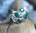 Handarbeit Ring Silber  52 59 60 Silberring Modern Smaragd Multi Grün Facettiert